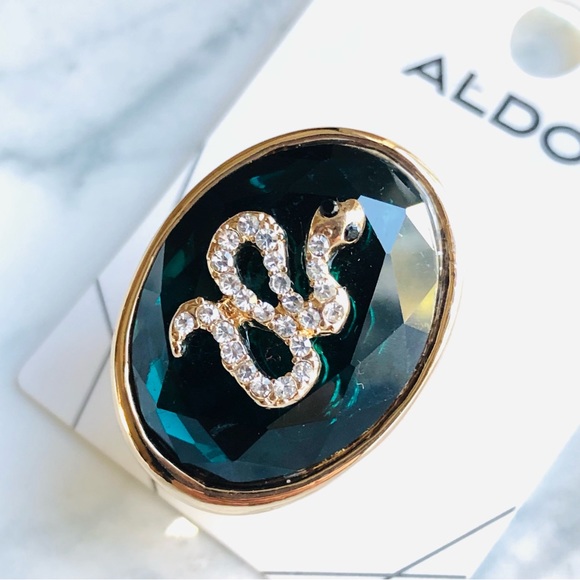 Aldo Faux Emerald Green Snake Ring Size M - Picture 9 of 16
